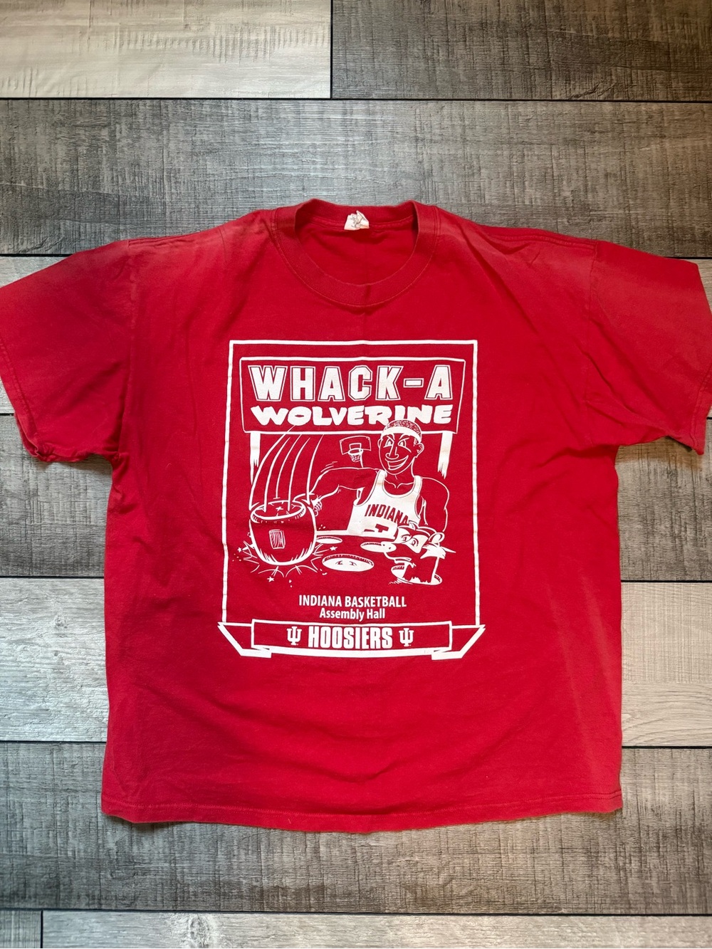 Indiana Hoosiers Vintage 'Whack-A Wolverine' Red Graphic T-Shirt